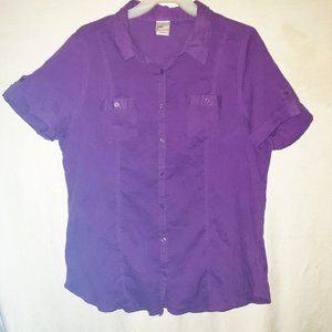 JMS SHORT SLEEVE PURPLE BUTTON UP BLOUSE